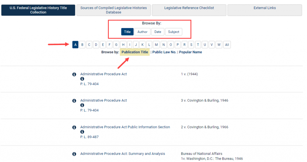 Screenshot featuring search by Publication Title option