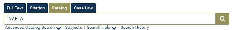 Screenshot of Catalog search option in HeinOnline