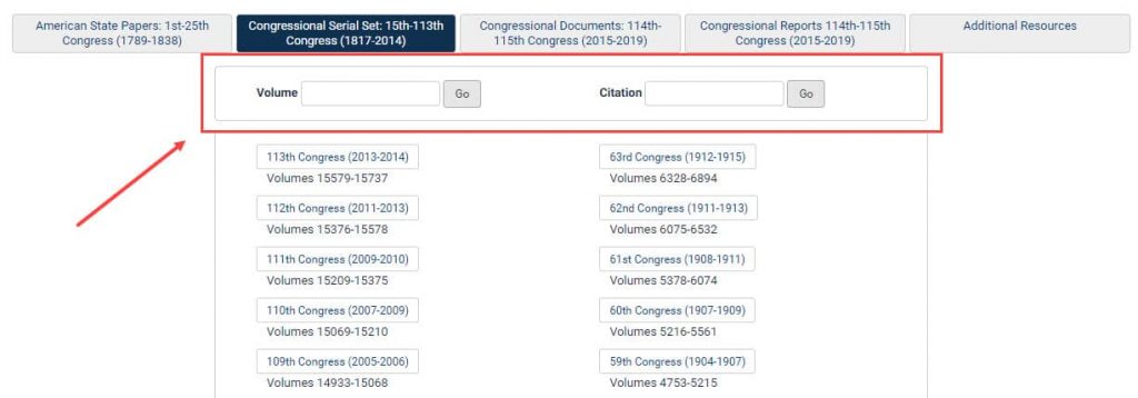 Screenshot highlighting Volume & Citation Quick Locator tool