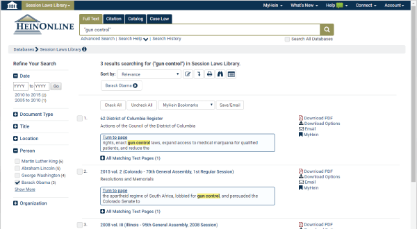 Search results refined in Session Laws Library