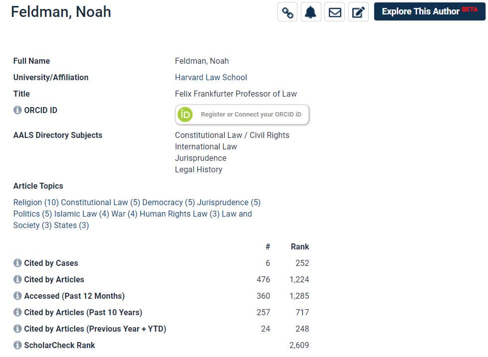 Noah Feldman author profile page screenshot