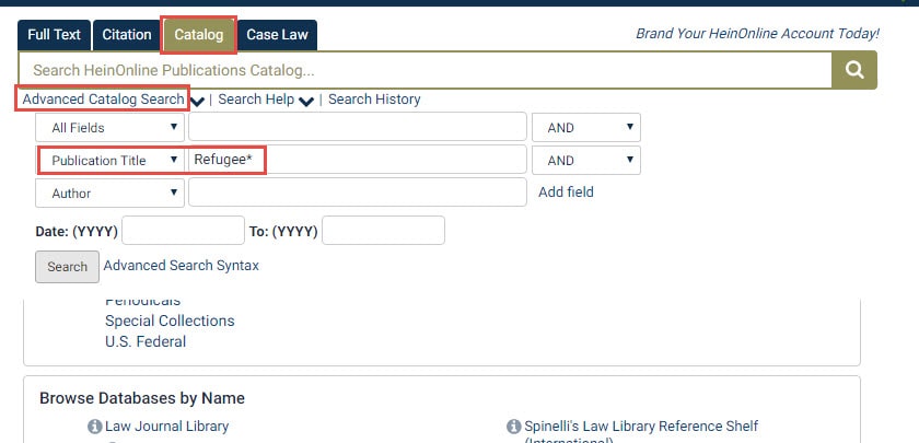 HeinOnline catalog search example