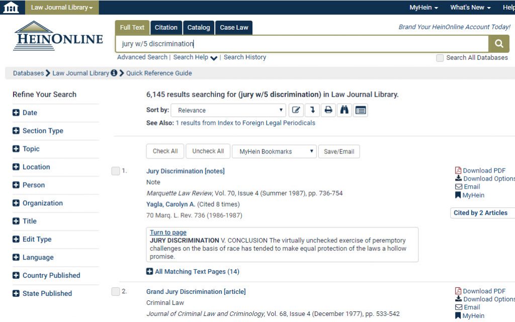 Screenshot of Full Text search results demonstrating proximity search using w/