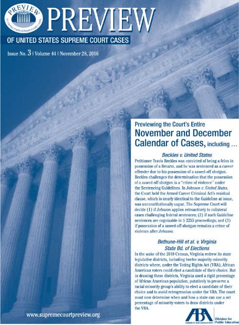 Cover of Preview of United States Supreme Court Cases Issue No. 3 Volume 44