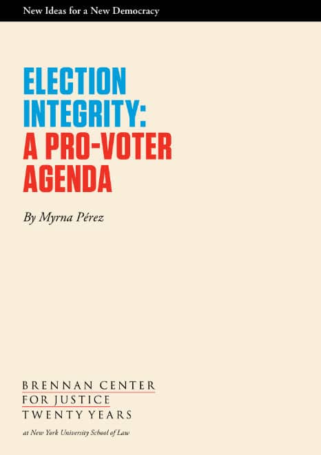 Cover of Election Integrity: A Pro-Voter Agendy