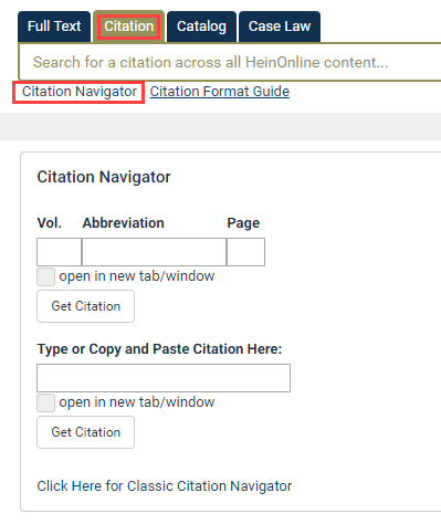 Citation Navigator in HeinOnline