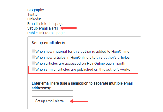 Similar Author Alert in HeinOnline