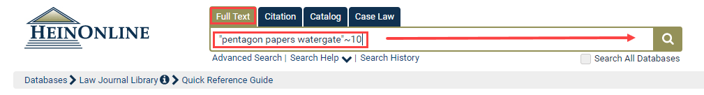 Full text search example in the Law Journal Librayr