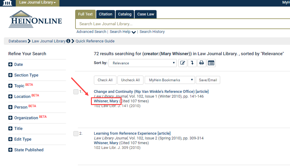 Law Journal Library search results for author