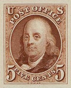 image of Ben Franklin on a stamp