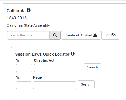 State of California Session Laws in HeinOnline