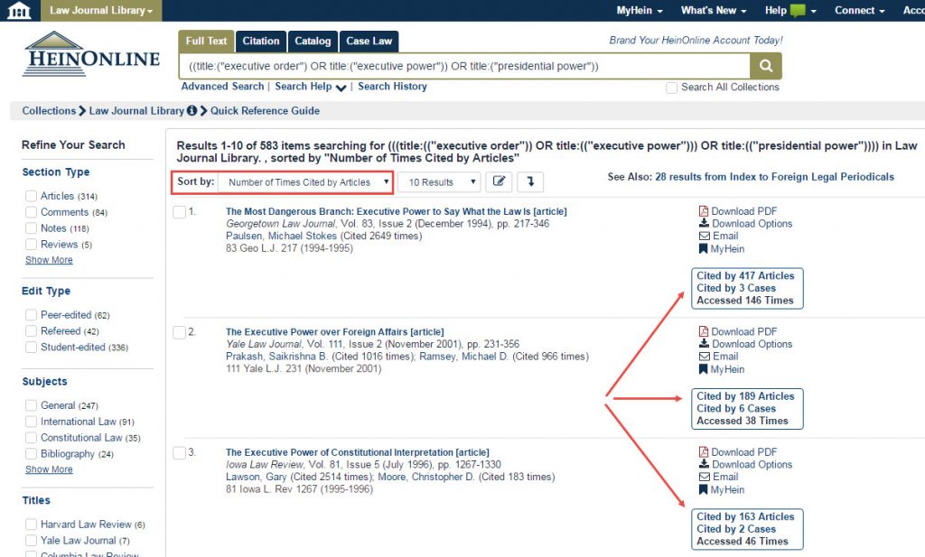 Search results within HeinOnline's Law Journal Library