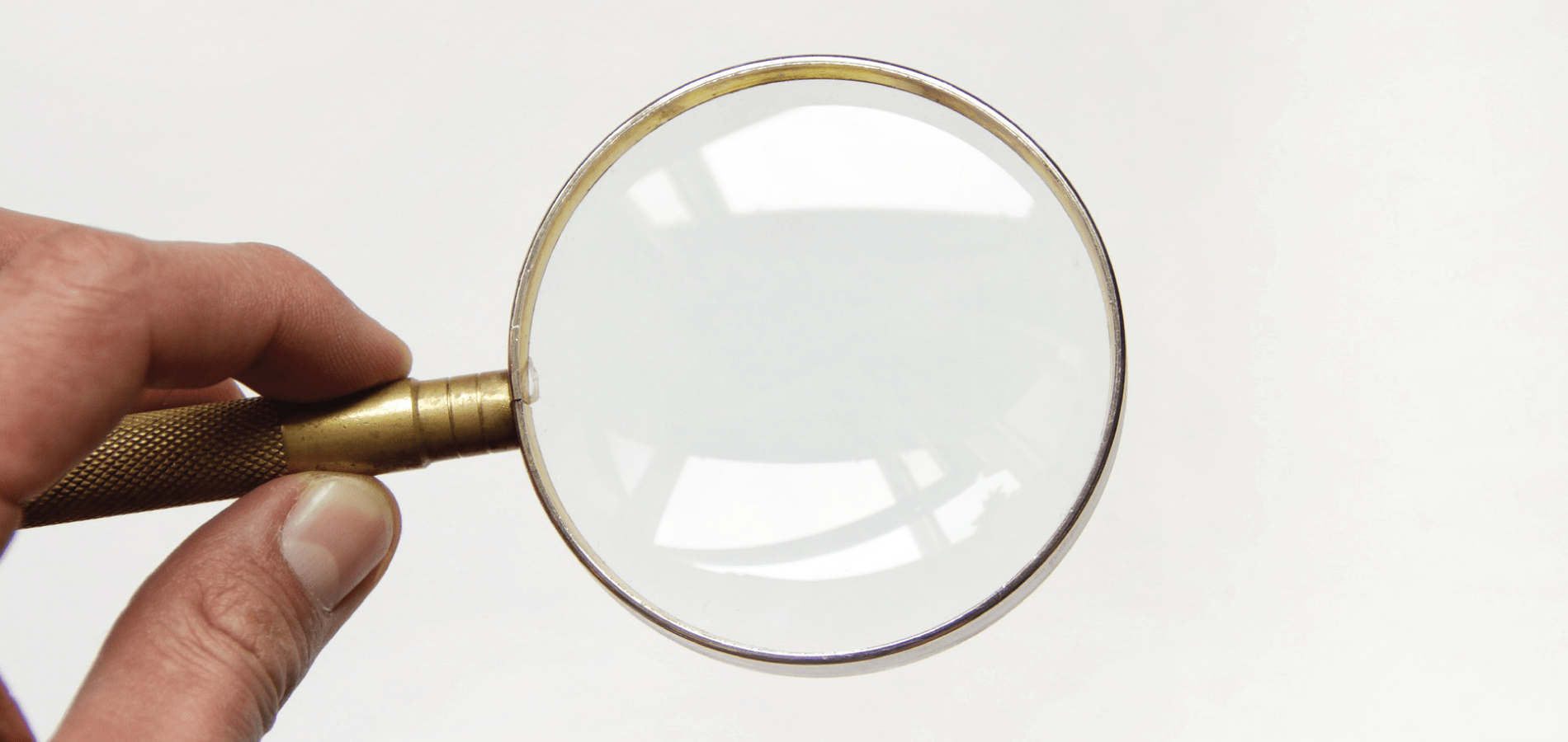 image of hand holding a magnifying glass