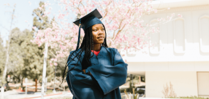 photo of student in graduation cap and gown