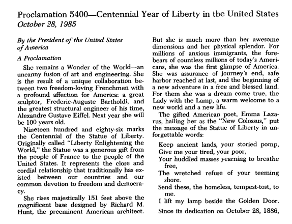 Screenshot of presidential proclamation in U.S. Congressional Serial Set