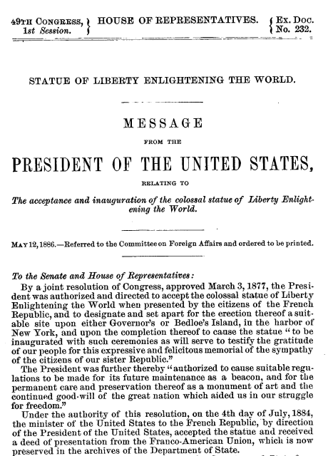 Screenshot of presidential message in U.S. Congressional Serial Set