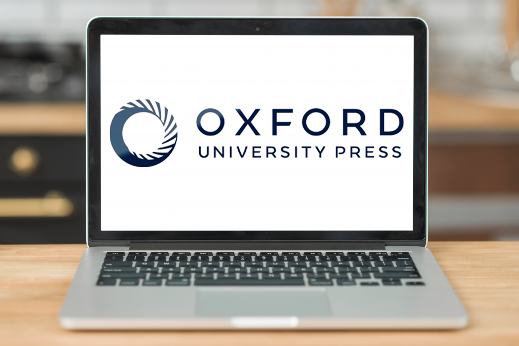 laptop screenshot with Oxford University Press logo