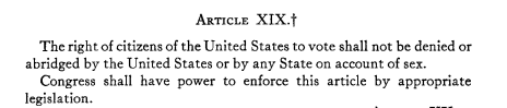 Screenshot of 19th Amendment in HeinOnline