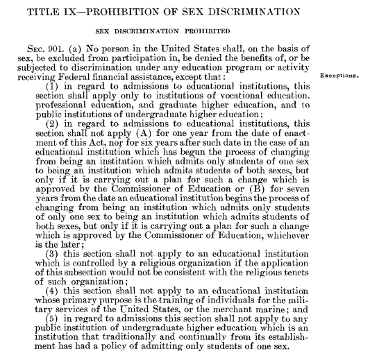 screenshot of Title IX in HeinOnline