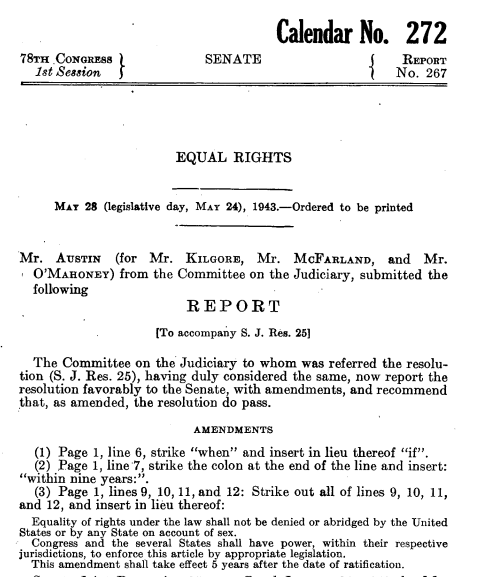 screenshot of Equal Rights Amendment with revised verbiage