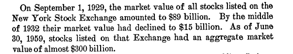 excerpt explaining market value changes after the stock market crash