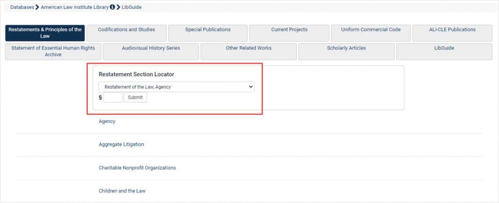 image of Restatement Section Locator tool