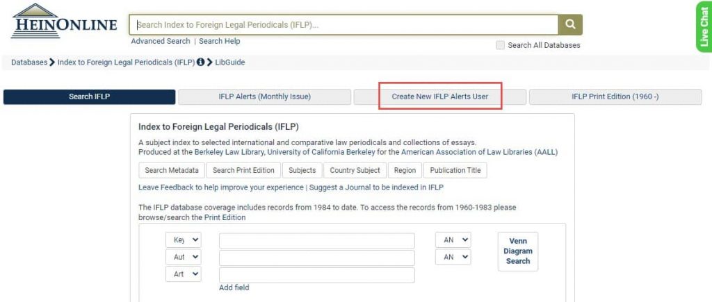 image of IFLP database interface