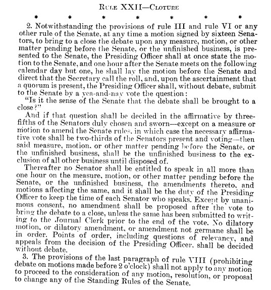 text of Senate Rule XXII