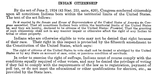 screenshot of excerpt from U.S. Congressional Serial Set detailing Indian Citizenship