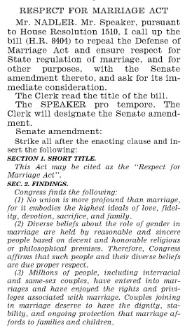 screenshot of excerpt from Respect for Marriage Act