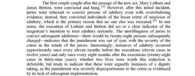 image of snippet of text about Mary Latham and James Britton being executed