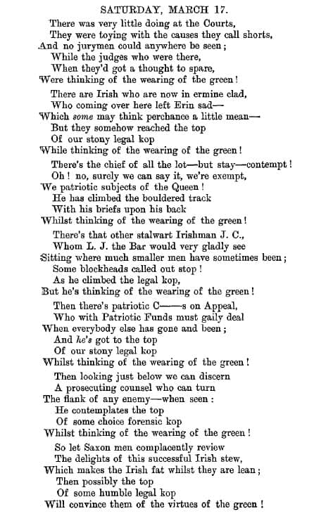 image of a poem titled "The Wearing of the Green"