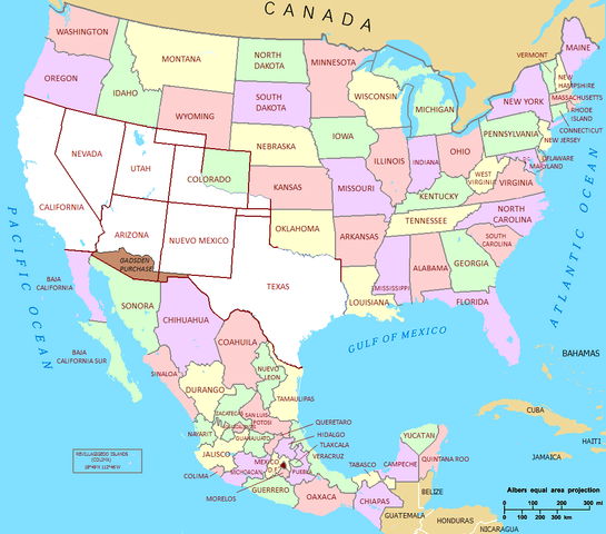 map that illustrates land ceded by Mexico after Mexican-American war