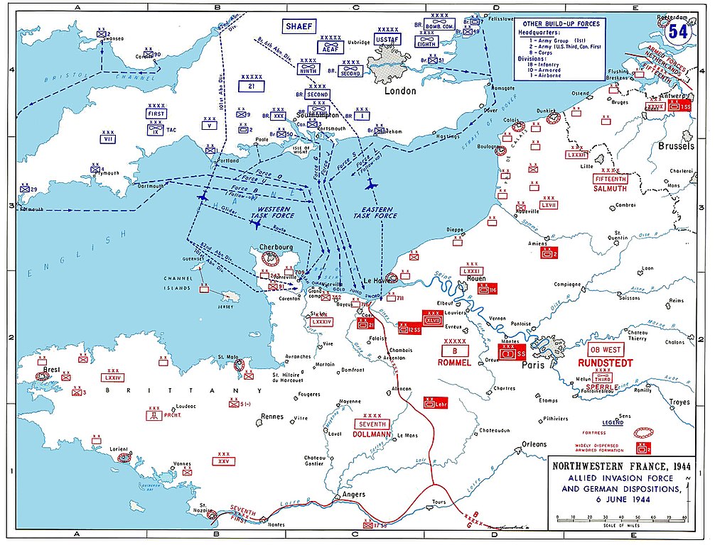map of D-Day assault routes