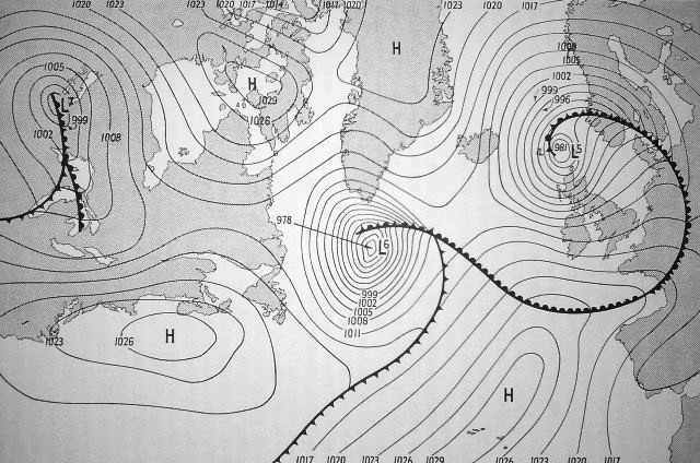Surface map of weather leading up to D-Day