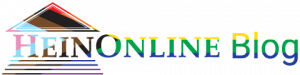image of the HeinOnline logo with the Pride Progress flag