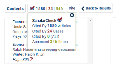 image of ScholarCheck on a document within HeinOnline's Law Journal Library 