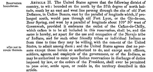 exerpt from 1868 Treaty of Bosque Redondo