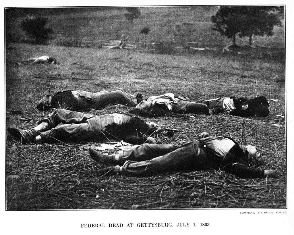 Dead union soldiers at Gettysburg.