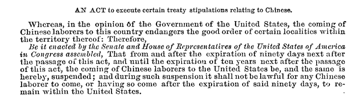 screenshot of excerpt of beginning of Chinese Exclusion Act