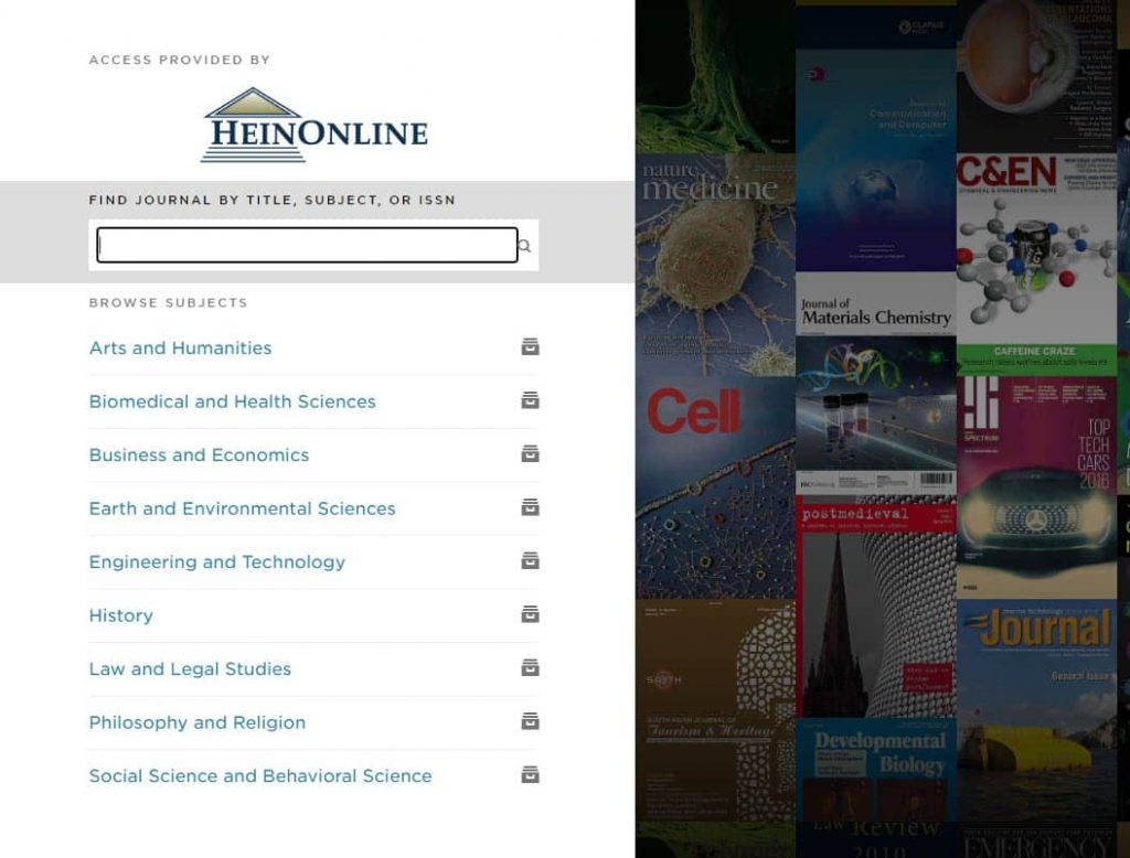image of a library's title selection by subject within Third Iron's BrowZine service