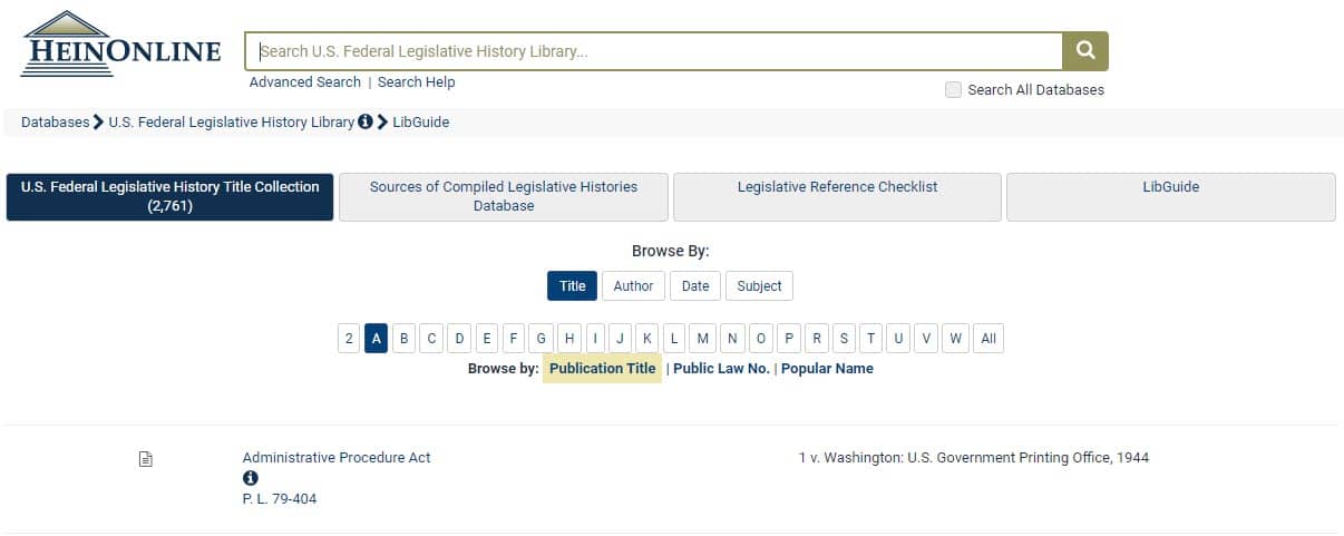 Tip Of The Week: How To Locate A Legislative History - HeinOnline Blog