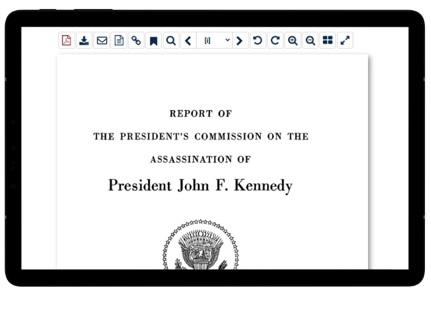 tablet view of report in JFK Assassination Collection