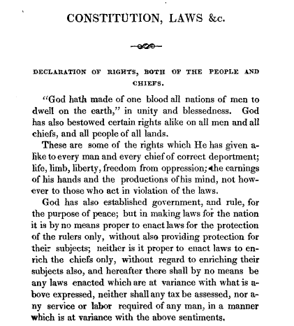 screenshot of excerpt of Hawaiʻi's first constitution
