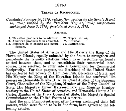 screenshot of excerpt of Treaty of Reciprocity