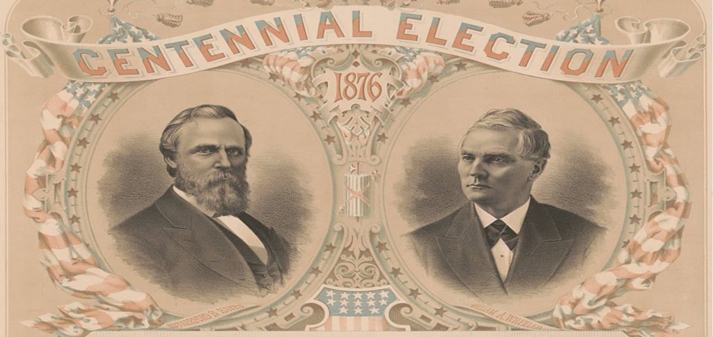 "The centennial election, featuring portraits of the Republican nominees for President and Vice President"