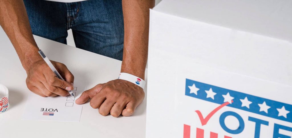 image of someone voting