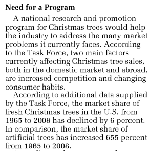 screenshot of excerpt of description of purpose of Christmas tree tax