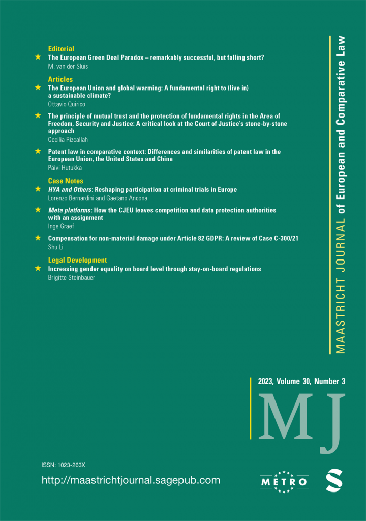 Maastricht Journal of European and Comparative Law cover