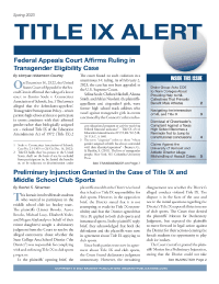 Title IX Alert journal cover